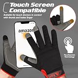 WFX Mens Work Gloves Padded Knuckles Touchscreen Rigger Breathable Red L view 5