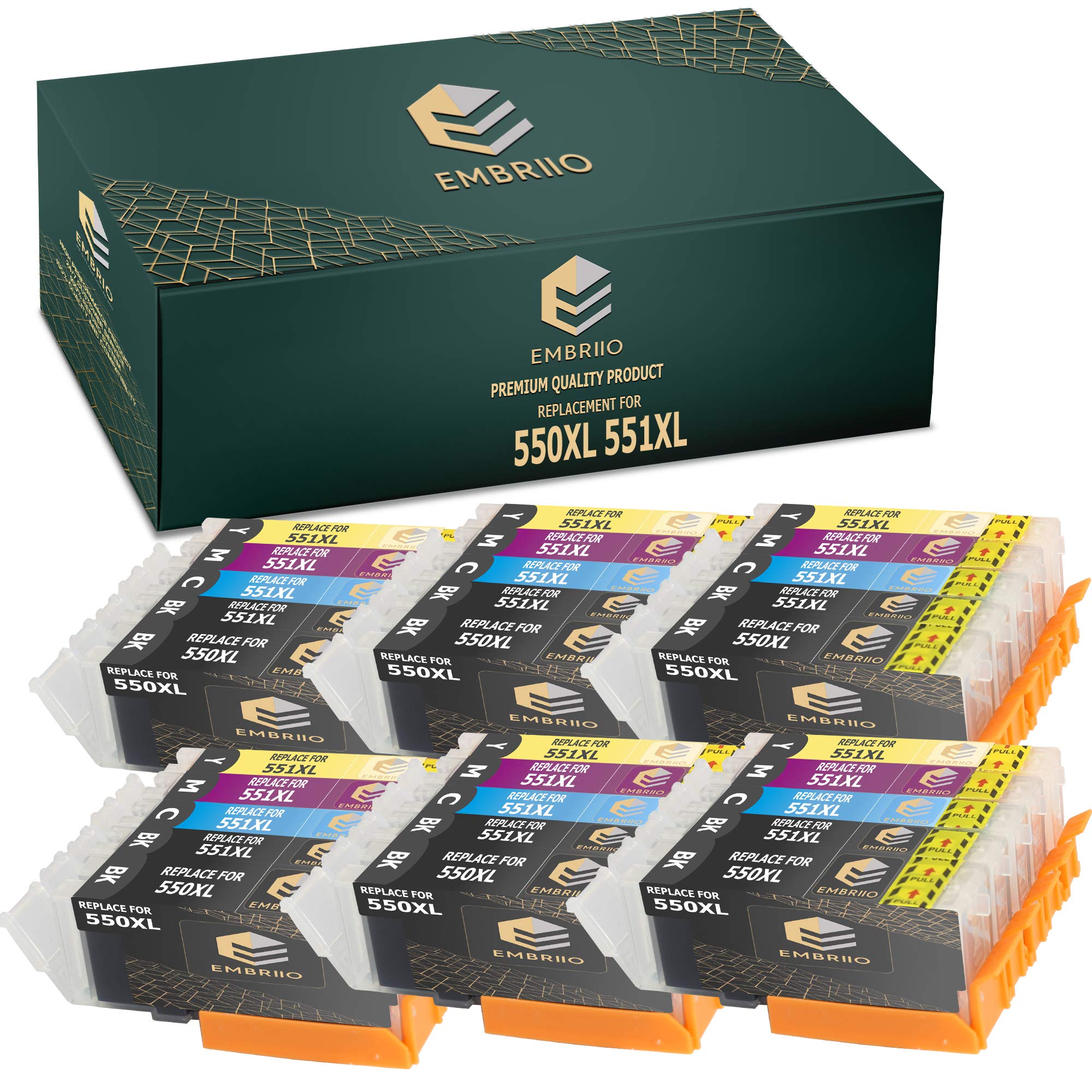 EMBRIIO PGI-550XL CLI-551XL Set of 30 Ink Cartridges 550 551 XL compatible with Canon Pixma iP7250 MX925 MG6350 MG5450 MG5550 MG5650 MG6450 MG6650 MG7150 MG7750 iX6850 iP8750 MX725