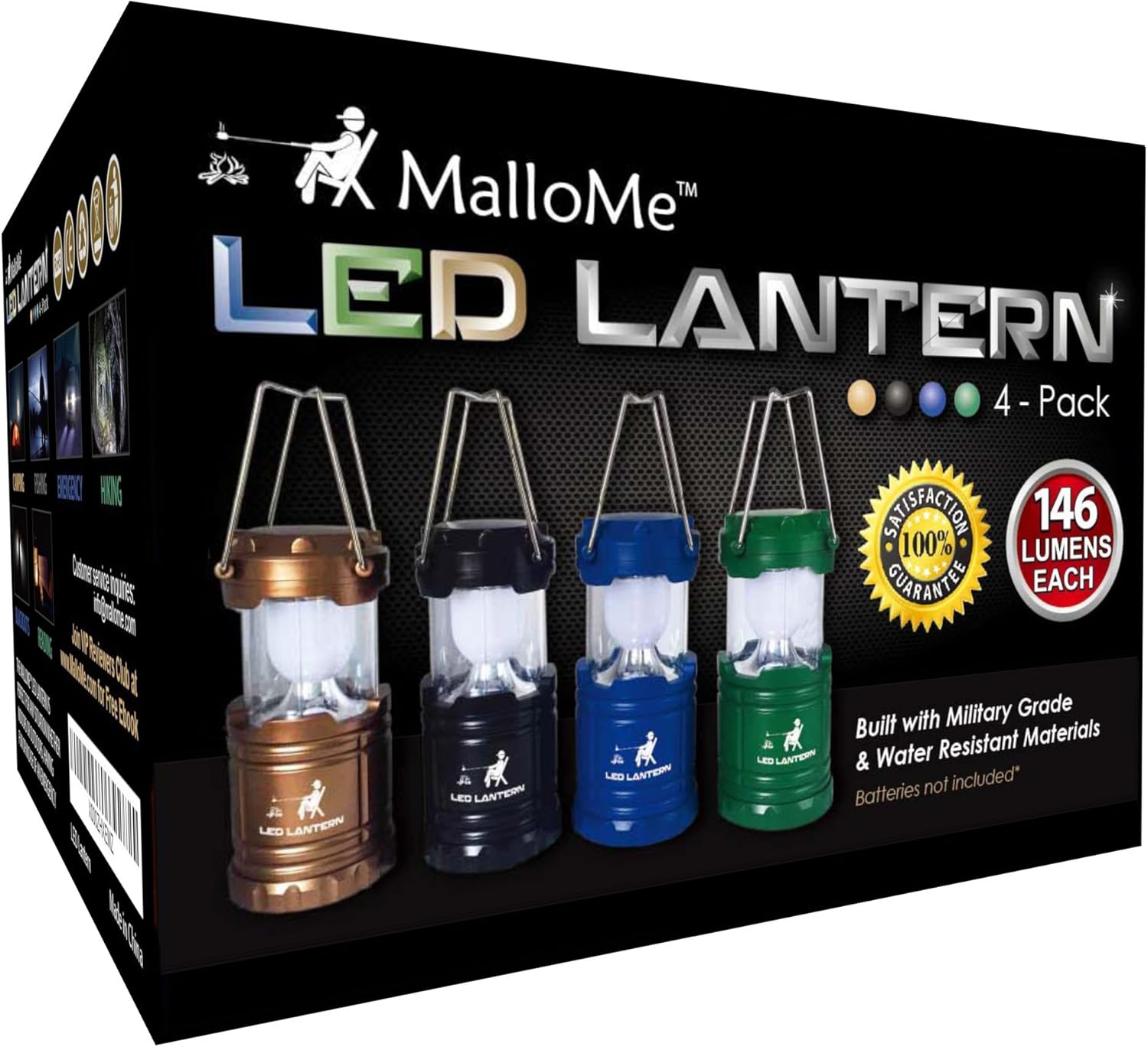 MalloMe Lanterns Battery Powered LED - Camping Lantern Emergency Hurricane Lights - Portable Camp Tent Lamp Light Operated at Home, Indoor, Power Outages: Sports & Outdoors