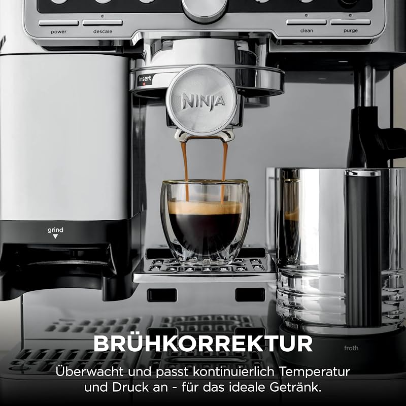 Luxe Café Pro 3-in-1- Kaffeemaschine mit integriertem Tamper, Silber