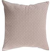 Levtex Home - Cross Stitch Taupe - Euro Shams Set of Two - (26x26in.), No Insert - Cross Stitched Pattern - Cotton Fabric