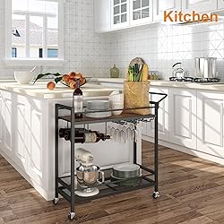 LAATOOREE Bar Cart, Two-Color Home Bar Serving
