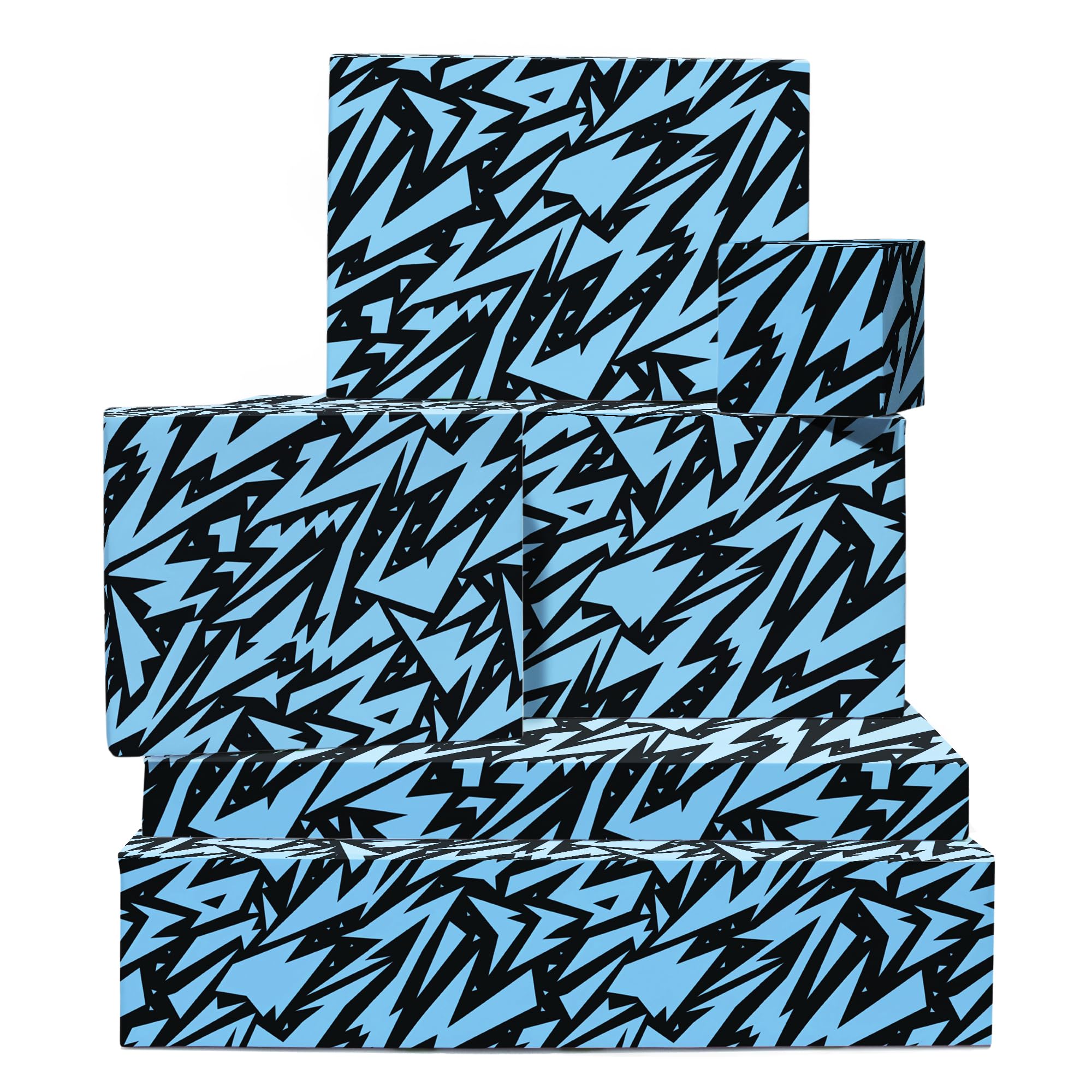 Photo 1 of **STOCK PHOTO FOR REFERENCE ONLY, **CENTRAL 23 Lightning Bol Wrapping Paper - Blue And Black - 6 Sheets Of Gift Wrap - Birthday Wrapping Paper For Men - For Boys - Comes With Stickers