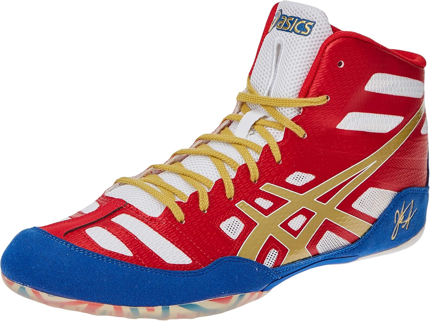 Asics Jb Elite Mens Red Mesh Athletic Lace Up Wrestling Shoes, True Red