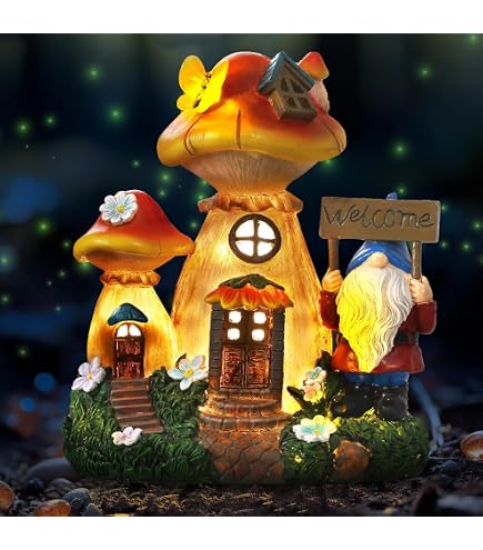 Amazon.com: Json Solar Garden Statue Lights Mushroom Fairy House