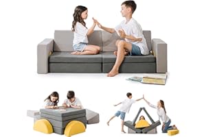ComfyBumpy Modular Kids Couch | Sectional Kids Sofa for Girls and Boys Playroom - Foldable Toddler Couch Convertible Play Set - Fortplay and Bedroom Furniture for Toddlers | 8-Pieces