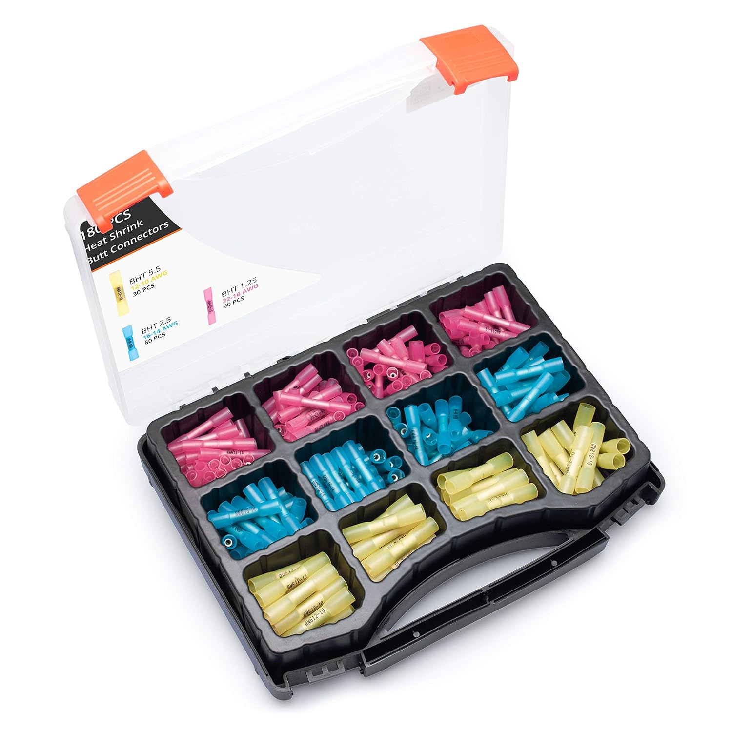 180 PCS Wirefy Heat Shrink Butt Connectors Crimp Connector Kit