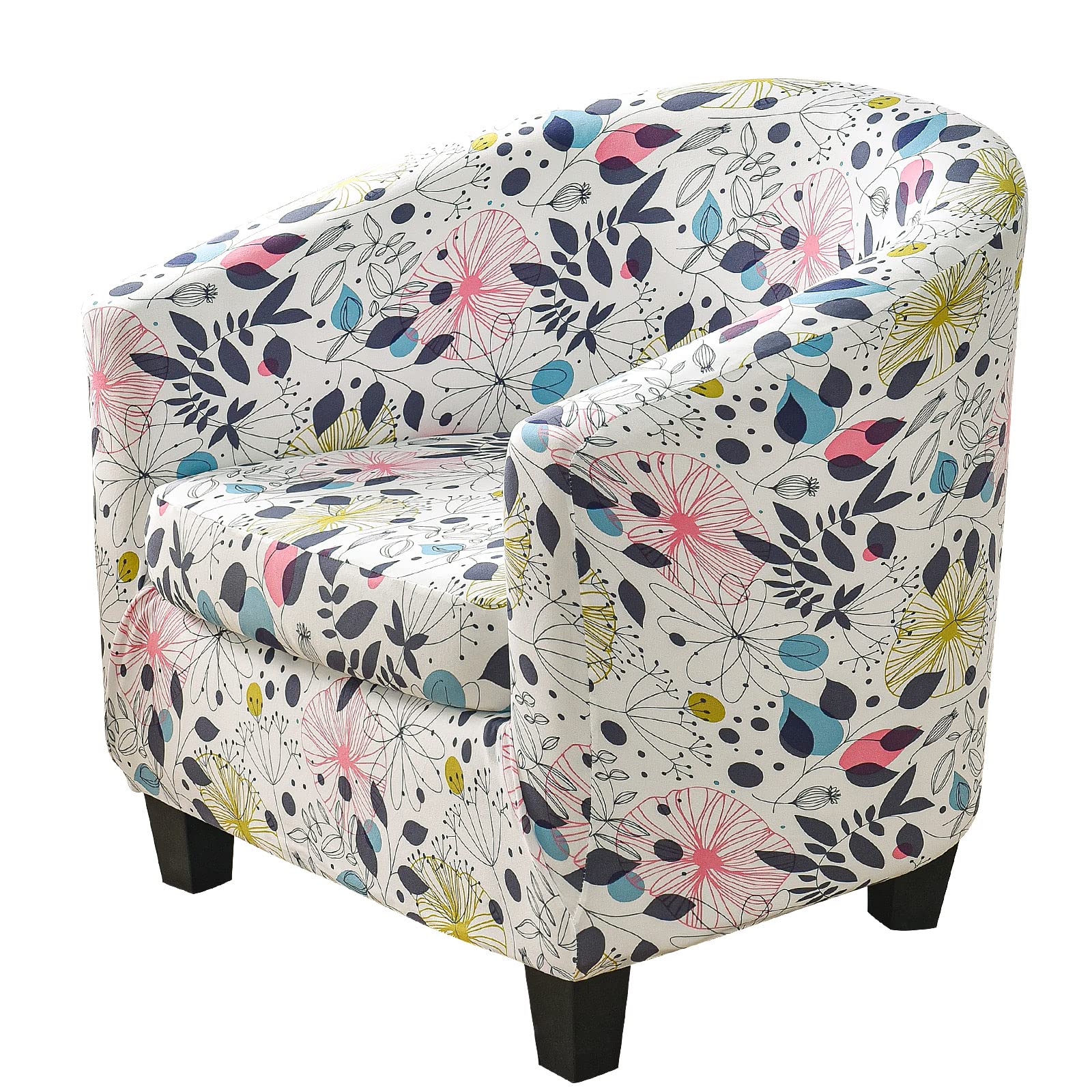 ele ELEOPTION Tub Chair Covers 2 Piece Set - Upgraded IN 1 Design Bucket High Stretch Printed Soft Club Armchair Slipcovers Cafe Bar Office Reception (Print 22), One Size, (WBYT)