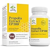 Terry Naturally Propolis Extract EP300 - Upper Respiratory & Immune System Support Supplement - Child & Adult Supplement with Bee Propolis Extract - 60 Capsules