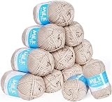 ilauke Knitting Wool 12x50g Creamy Latte DK Yarn 1200m Acrylic Baby Soft
