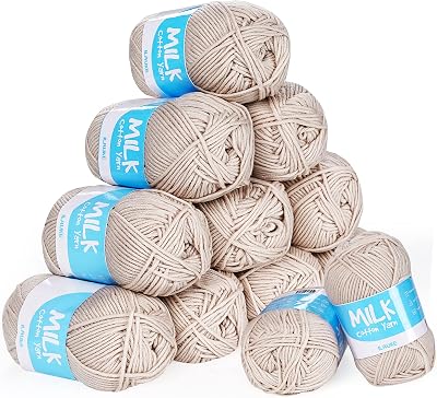 ilauke Knitting Wool 12x50g Creamy Latte DK Yarn 1200m Acrylic Baby Soft