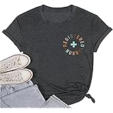 Registered Nurse Shirts Women RN Nurse Life Tee Shirts Heartbeat Love Graphic Graduation Gifts Tops