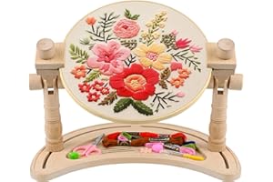 EMBHAND Embroidery Hoop Stand Adjustable - 360°Rotated Embroidery Frame Stand, Cross Stitch Stand, Beech Wood Embroidery Hoop Holder, Embroidery Stands for Hand Work Art Craft