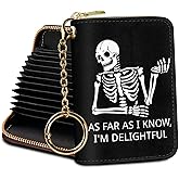 Credit Card Holder RFID Wallet, Small Card Holder Wallet for Women with Keychain Zipper, Funny Leather Print Credit Card Wallets Accordion Gift
