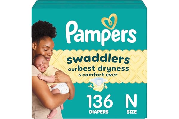 Pampers Swaddlers Diapers, Size 0 (up to 10 lbs), 136 Count, Absorbent, Keeps Baby Dry and Comfortable, Skin Safe Disposable