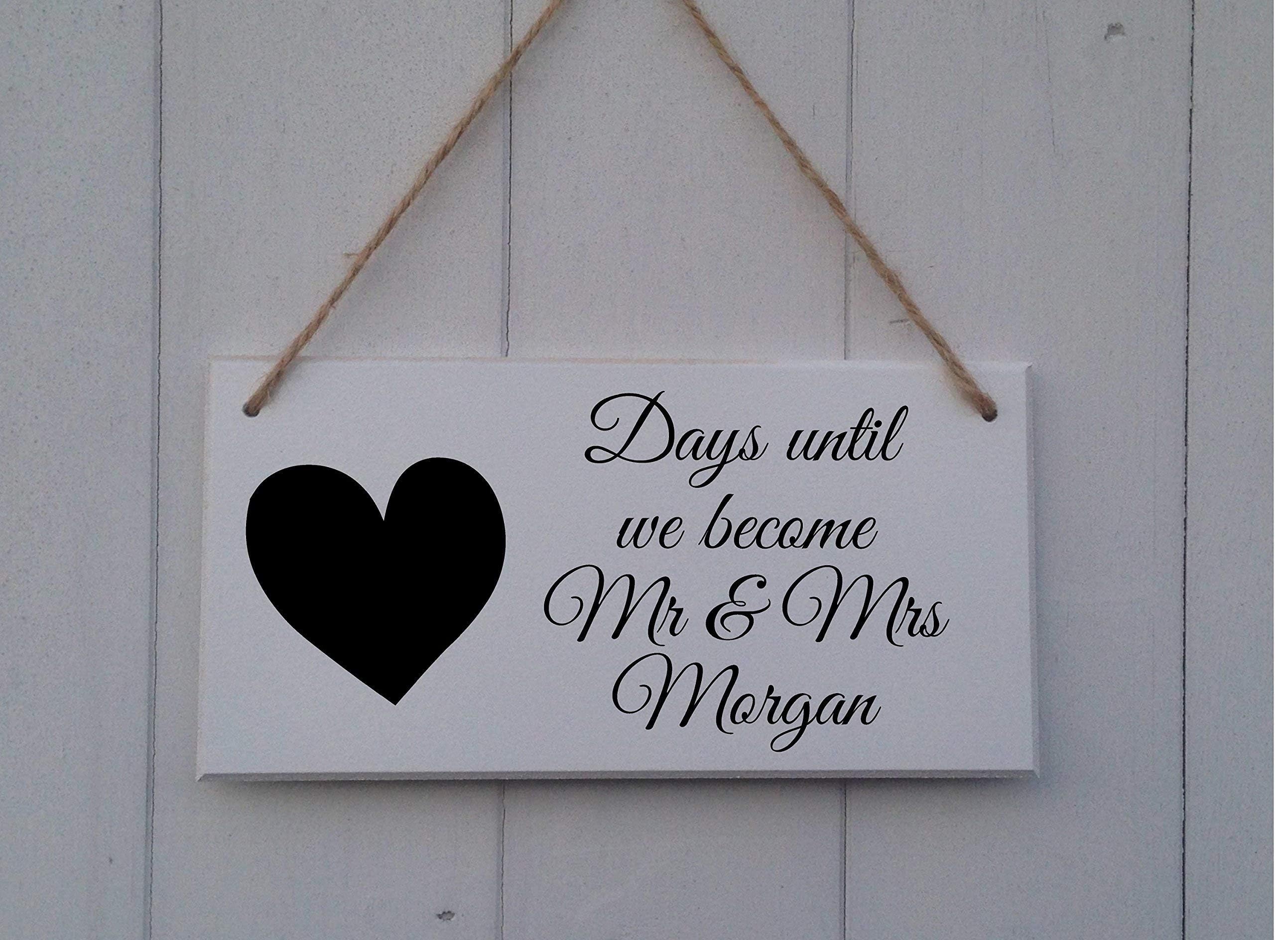 Days Until We Become Mr and Mrs X Plaque Personalised Wedding Countdown Plaque Wedding Countdown Sign Chalkboard Engagement Gift