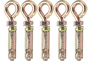 Buachois 5 Pcs Expansion Bolts with Eye Ring, M10x11cm Heavy Duty Metal Anchor Fastener Eyebolt Bolt Ring Screw Closed Hook A
