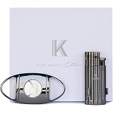CASE ELEGANCE Klaro Cigar Accessory Kit Polished Gunmetal Finish Cutter &amp; Lighter Gift Set Packaging