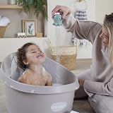 Shnuggle Toddler Bath Taupe Beige with Backrest Anti Slip Drain Plug view 9
