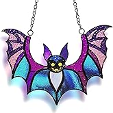 Bat Stained Glass Window Hangings, Halloween Bat Suncatcher Home Decor, Gothic Bat Lovers Gifts.