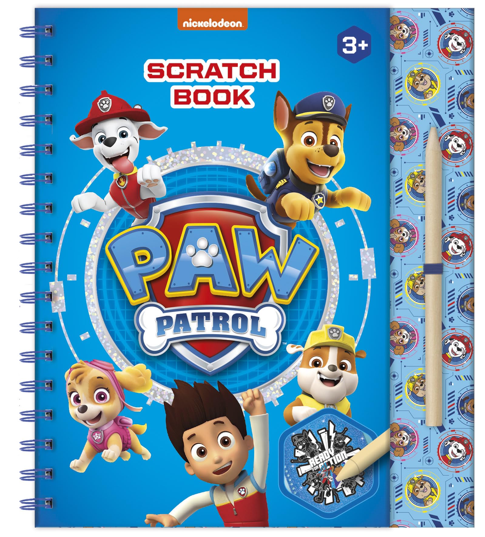 Totum Paw Patrol Scratch Book with Stencils, Glitter Stickers and Scratch Pen for Home & Travel