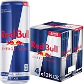 Red Bull Energy Drink | contains caffeine, taurine, B-vitamins, sugar, and water, 12 fl oz, pack of 4 cans