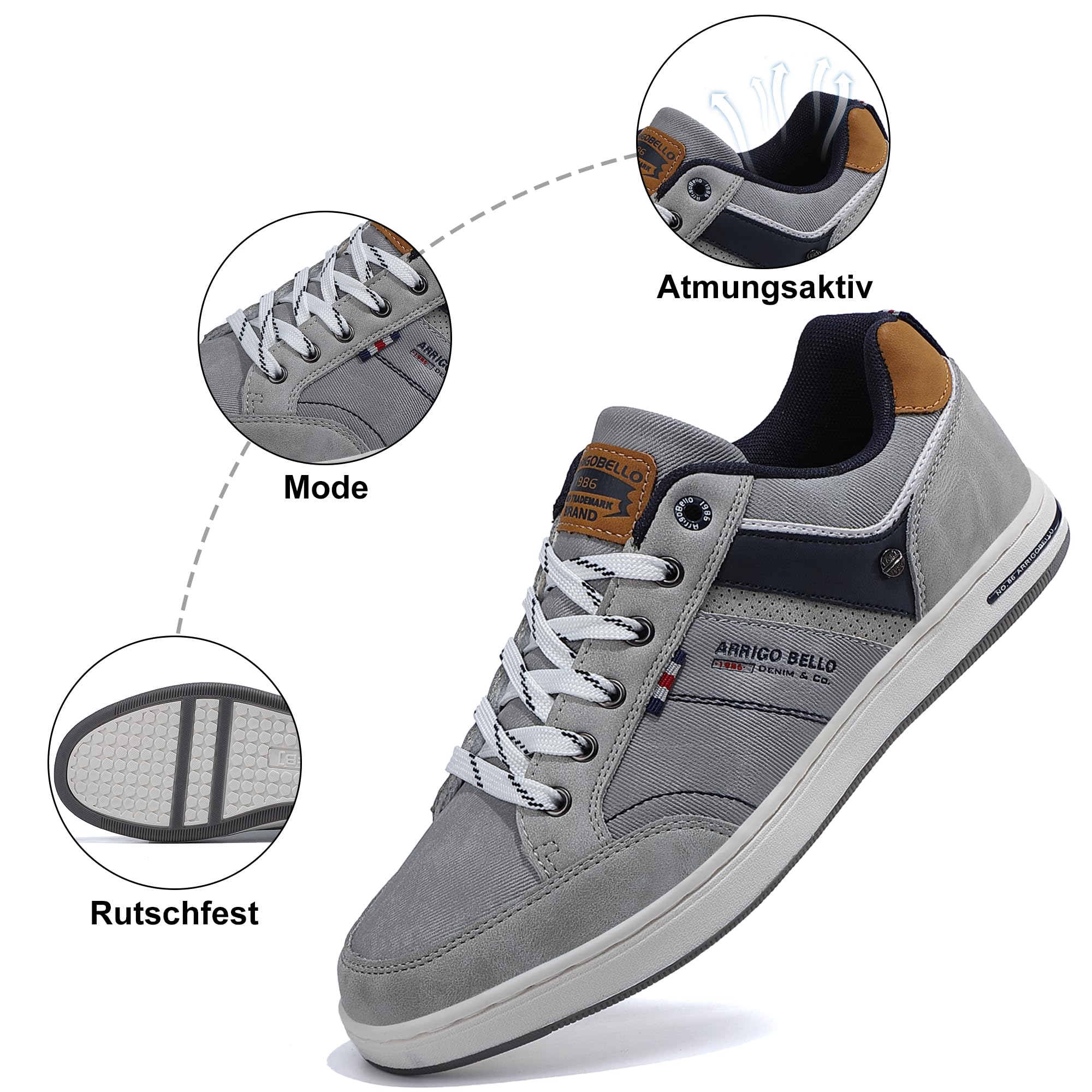 AX BOXING Freizeitschuhe Herren Sneakers Walkingschuhe Mode Schuhe Leichte Trainers Sportschuhe Größe 41-46 EU (1018_Grau, 44 EU) 6