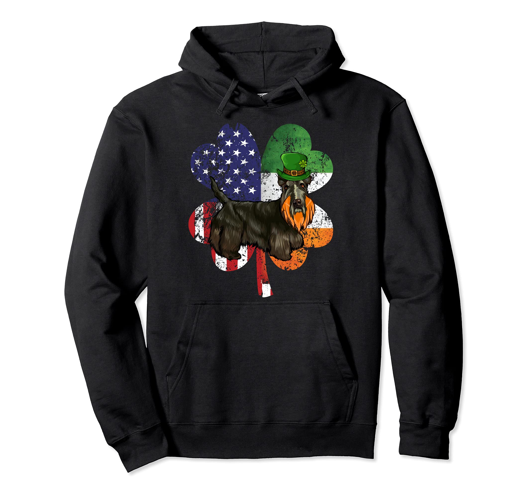 St Patricks Day Irish American Flag Scottish Terrier Dog Pullover Hoodie