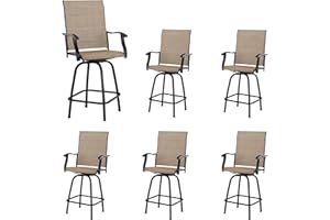 Sophia & William Patio Swivel Bar Stools Set of 6, Bar Height Patio Chair, High Top Patio Chairs, Supports 300 lbs (Brown Fabric)