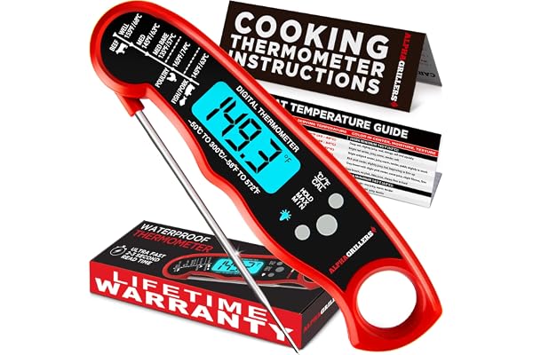 Alpha Grillers Meat Thermometer Digital, Stocking Stuffers Gifts for Men | 1-2 Second Ultra-Fast Response Time, Bright Backli