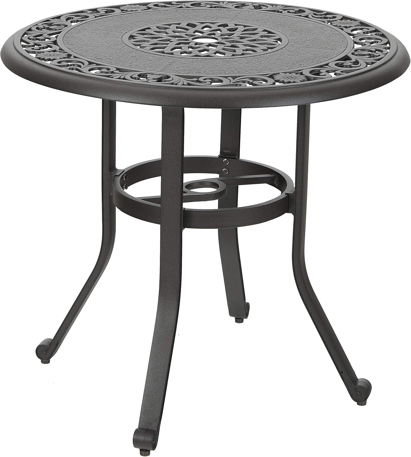 PHI VILLA 32 in Cast Aluminum Patio Outdoor Bistro Round Dining Table with Frosted Surface: Kitchen & Dining