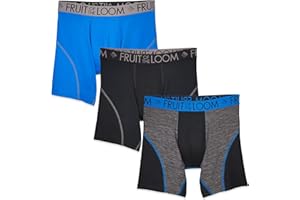 Fruit of the Loom Men's Breathable Boxer Briefs, Moisture Wicking Underwear, Assorted Color Multipacks