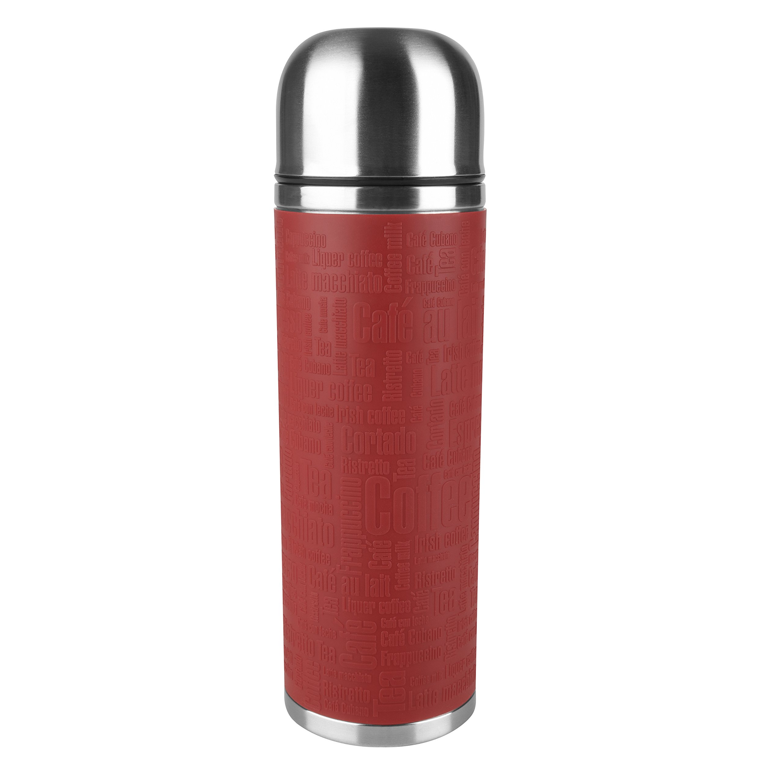 Emsa 515715 Senator Safe Loc silicone sleeve insulated flask, 1.0 litres, red