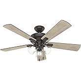 Hunter Fan 52 inch Casual Noble Bronze Finish Indoor Ceiling Fan with 5-Blades & LED Lights (Renewed)