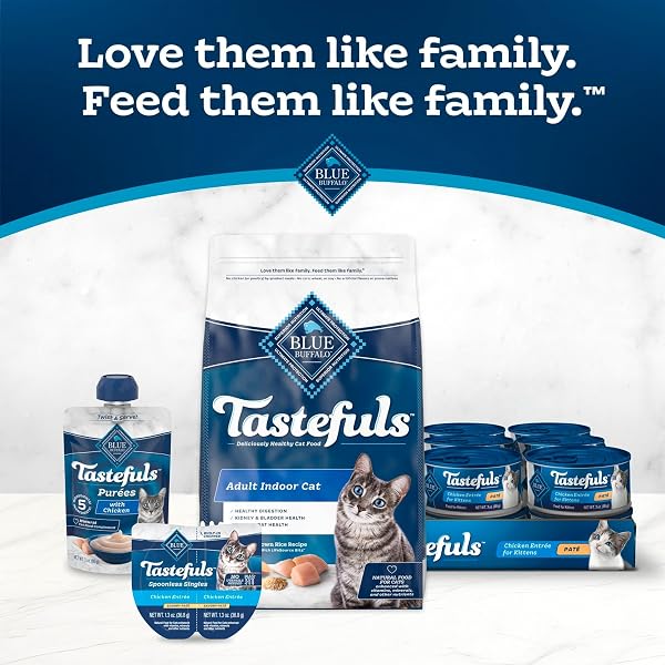 BLUE BUFFALO TASTEFULS FLAKED WET CAT FOOD VARIETY PACK, MADE WITH NATURAL INGREDIENTS, TUNA, CHICKEN, FISH & SHRIMP, 3-OZ CANS (12 COUNT, 4 OF EACH)