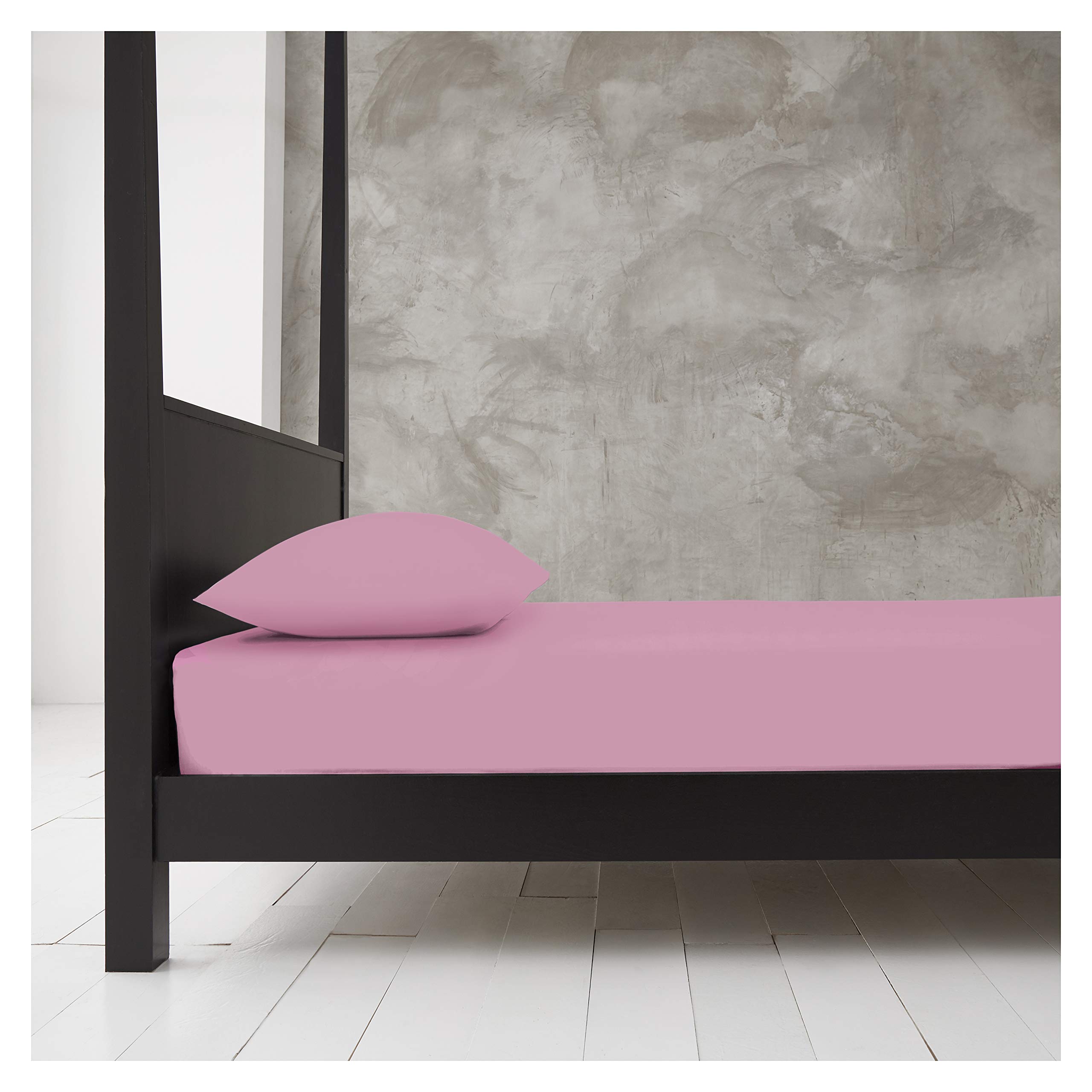 Gaveno Cavailia Plain Dyed Diamond Fitted Sheet Polyester-Cotton (Double-Pink)