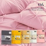 K&A Pintuck Double Duvet Set Pink 200x200 Microfiber Zipper 3pc view 8