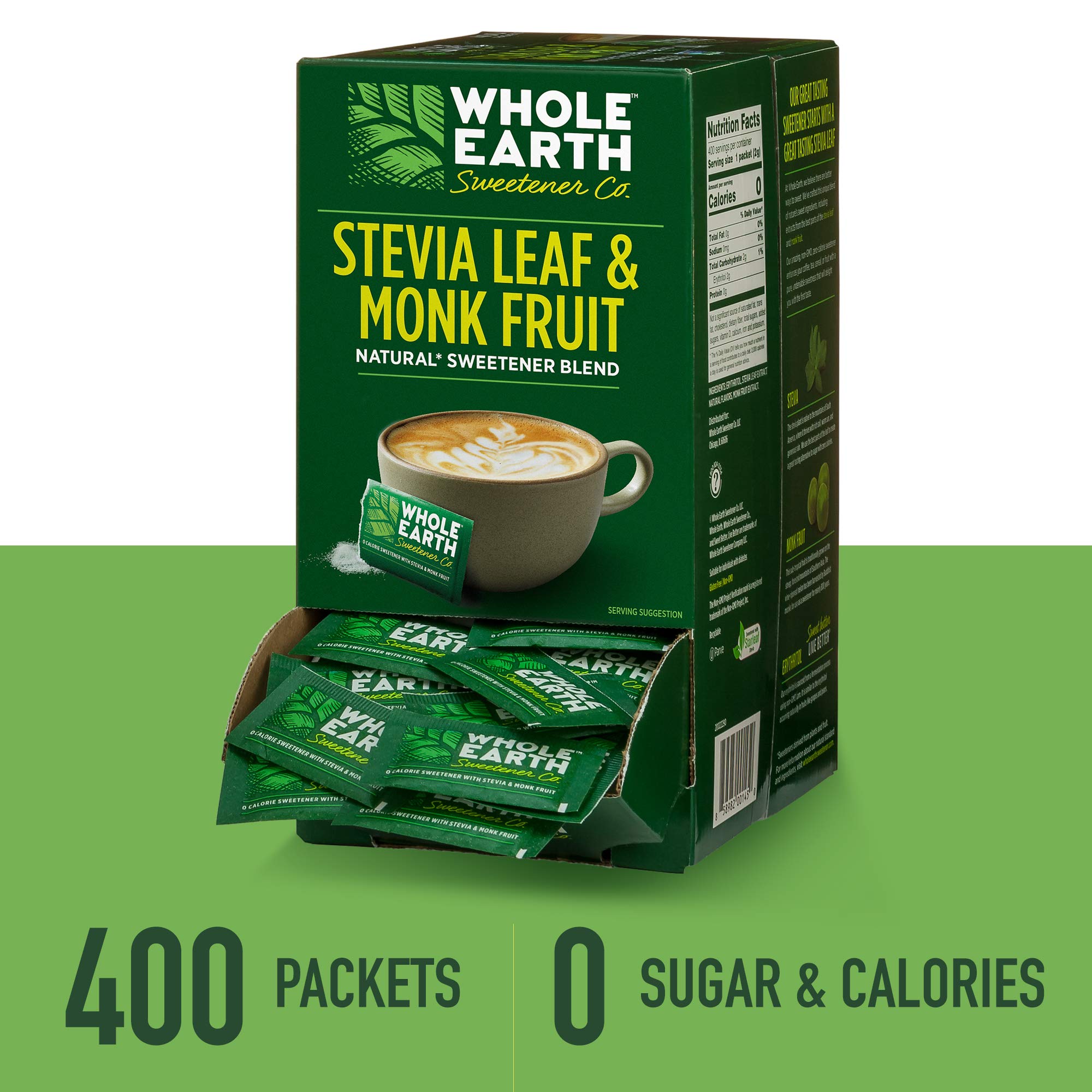 Whole Earth Sweetener Stevia Leaf, Monk Fruit Sweetener, Erythritol