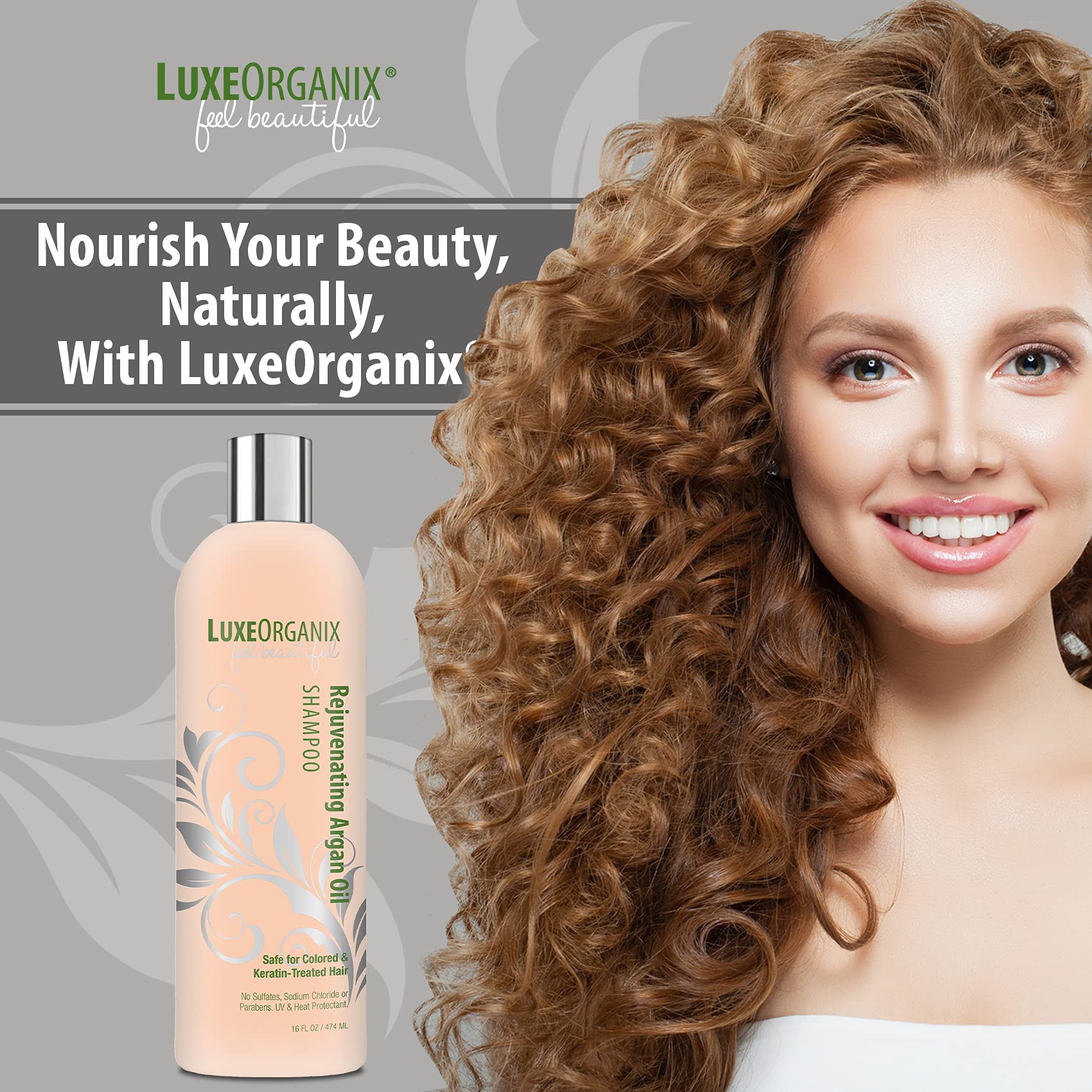 LuxeOrganix Moroccan Argan Oil Shampoo - SLS Sulfate Free, Keratin & Color Safe - Solon Grade Moisturizing Anti-Frizz Formula (16 oz Single Shampoo)