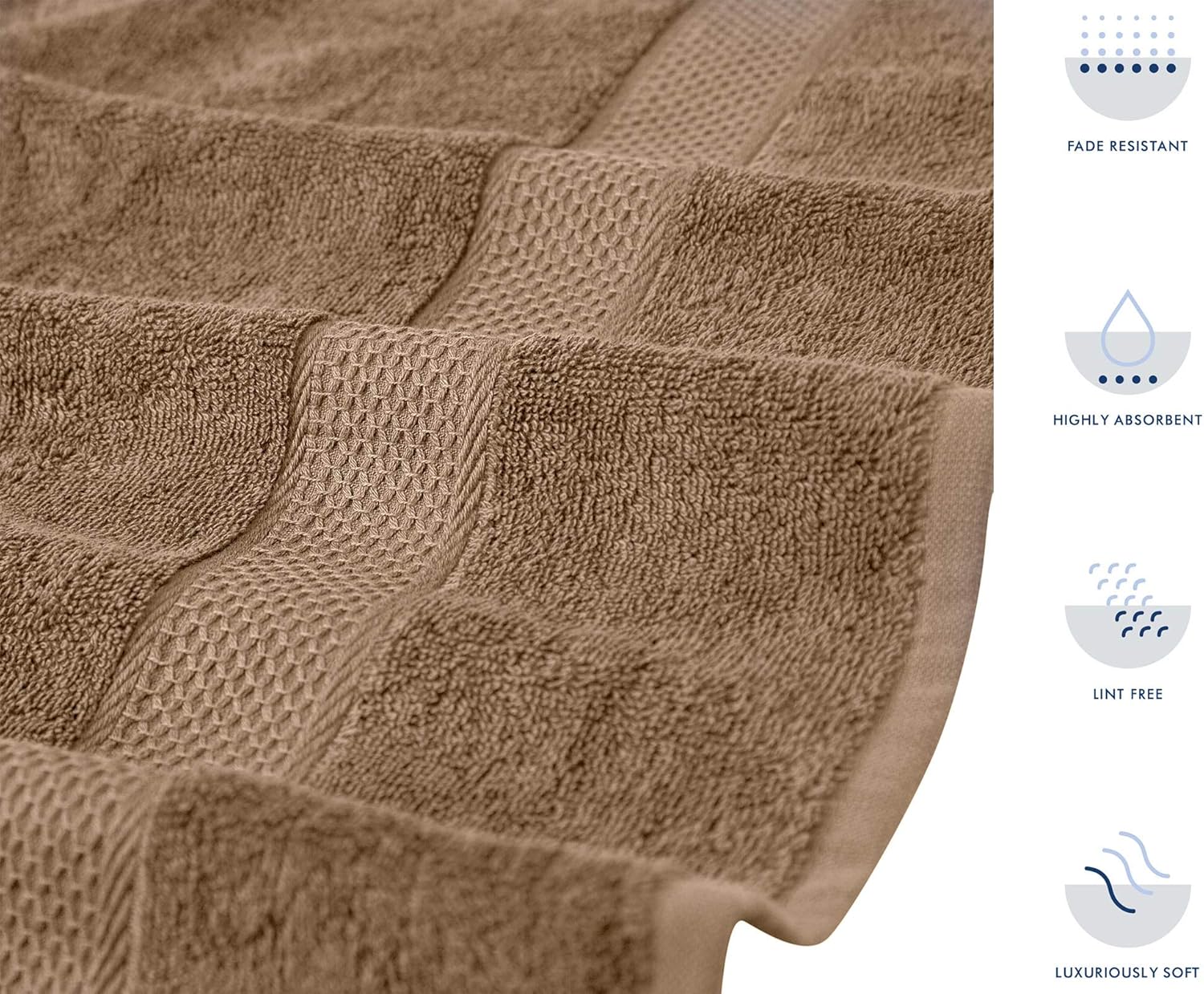 Pleasant Home Bath Towels Set - 4 Pack – 32” x 55” - 100% Cotton - 500 GSM – Lightweight Soft & Absorbent – Durable (Mocha): Kitchen & Dining