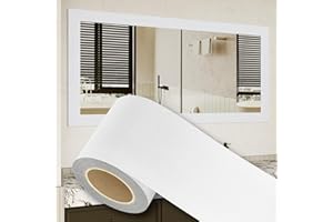 ZRJT Peel and Stick Wallpaper Borders 390” x 4” Self Adhesive Mirror Frame Border Wood Grain DIY for Kitchen Bathroom Mirror Removal Border Sticker Wall Decor Cover 10.8 Sq.Ft, White Wood