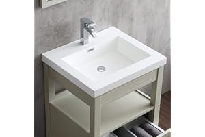 DOWELL KITCHEN & BATH Dowell 25" Bathroom Sink,Single Bowl Vanity Basin,Rectangular Drop-In Bathroom Sink with Overflow,White-000 2522BP