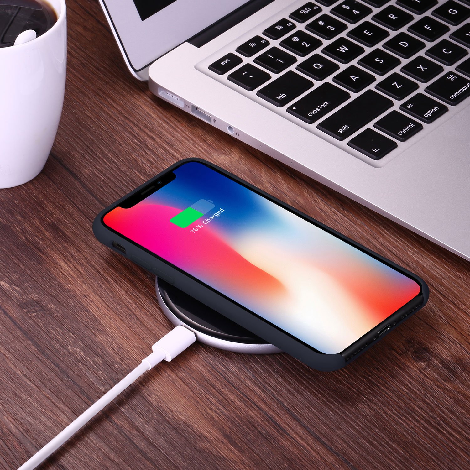 Coque iPhone X / 10 , JASBON Coque Silicone Liquide Anti-rayure avec Protecteur d\'écran Gratuit, Housse Protection Silicone Anti-patinage Gel Case de Style Classique pour iPhone X / 10 – Noir