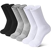 BOOPH 6 Pairs Kids Crew Socks Boys Girls Athletic Cushioned Hiking Socks Warm Soft Running Socks