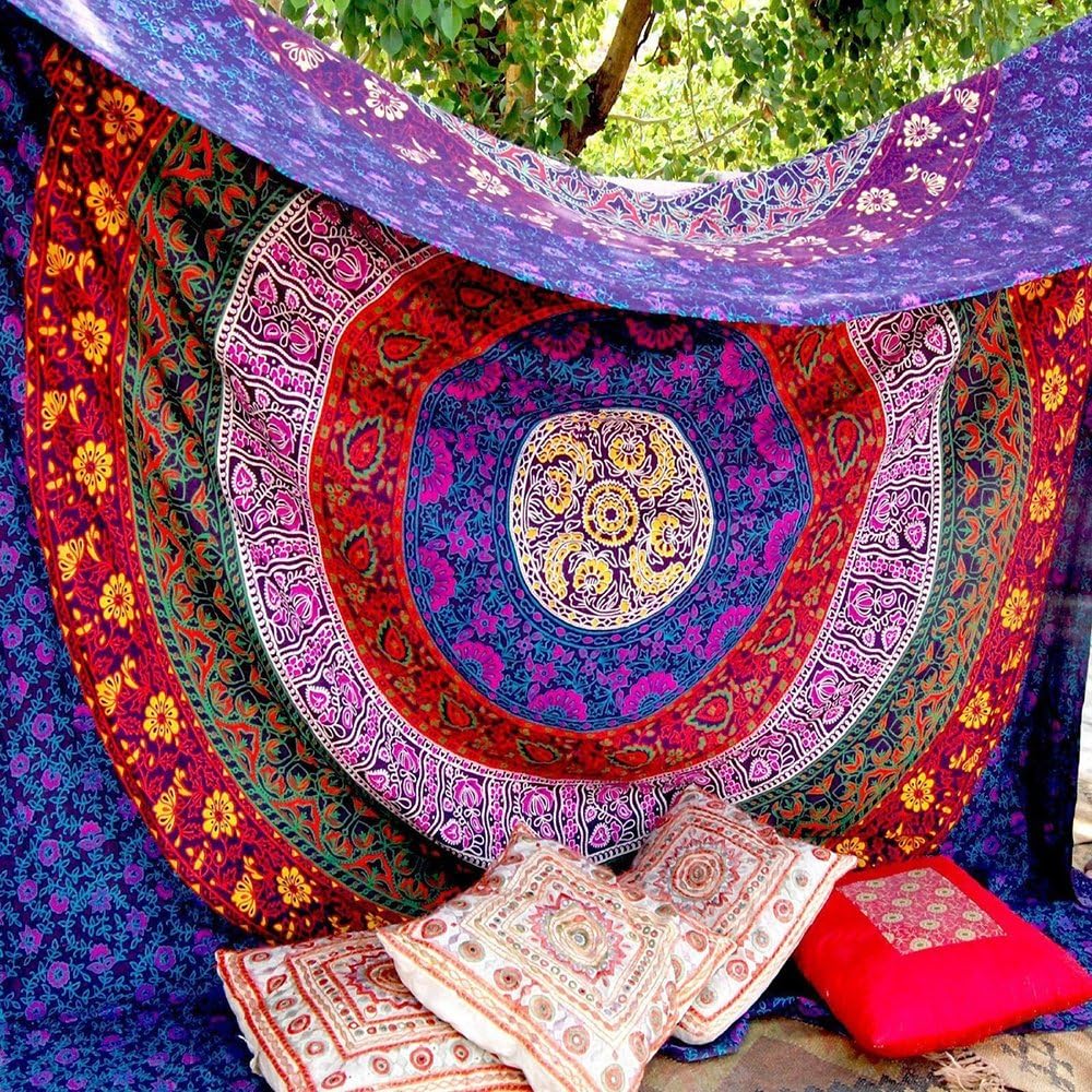 Bless Indian-hippie Bohemian-ethnic-psychedelic Multi-color-mandala Wall-hanging-tapestry-amazon Twin-size-54x72