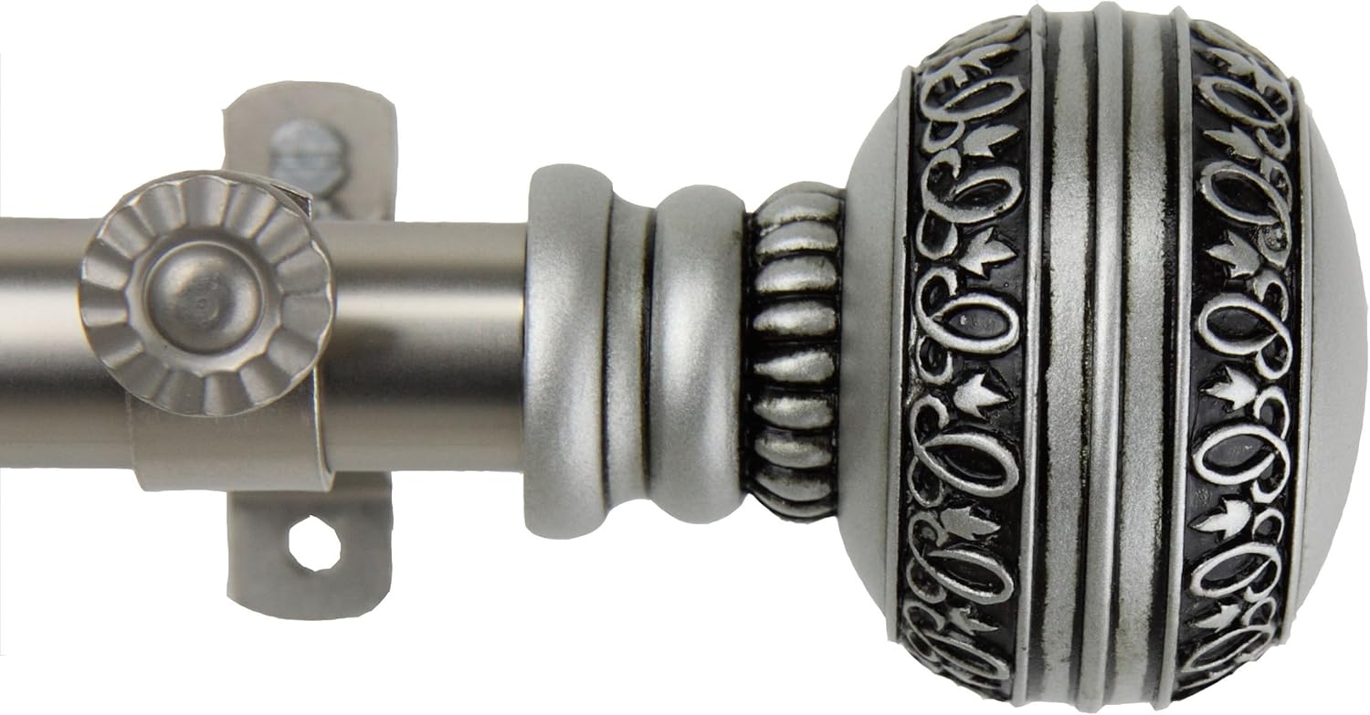 Rod Desyne Ornament Window Curtain Rod Set, 28 to 48-Inch, Satin Nickel