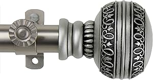 Rod Desyne Ornament Window Curtain Rod Set, 28 to 48-Inch, Satin Nickel