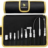 PONEYA 9 PCS Grease Gun Couplers, Quick Connect Greasing Accessory Kit | With Grease Gun Tips, 12" Flex Hose &amp; Roll Up Case, Quick Release Grease Couplers, Reach Any Grease Fitting