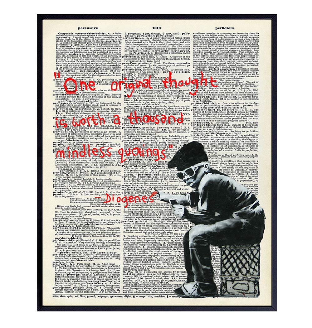 Banksy Motivational Inspirational Dictionary Art Print, Upcycled Graffiti Wall Art Poster - Chic Home Decor for Bedroom, Teens Room, Office, Family Room, Classroom, Dorm - Gift for Graduation, 8x10