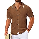 LETSEE Linen Shirts for Men Short Sleeve Blouse Button Down Dress Untuckit Shirts Beach Summer Wedding Hawaiian Outfit
